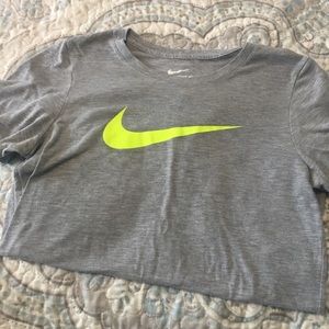 Nike grey and neon yellow detail t shirt